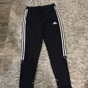 Adidas Kids Black Joggers with White Stripes